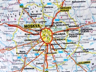 fragment mapy samochodowej Europy Wschodniej